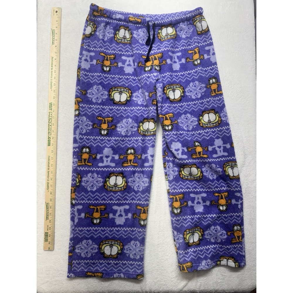 Garfield Purple Fleece Pajama Pants LARGE 11/13 Character Print Sleepwear Lounge